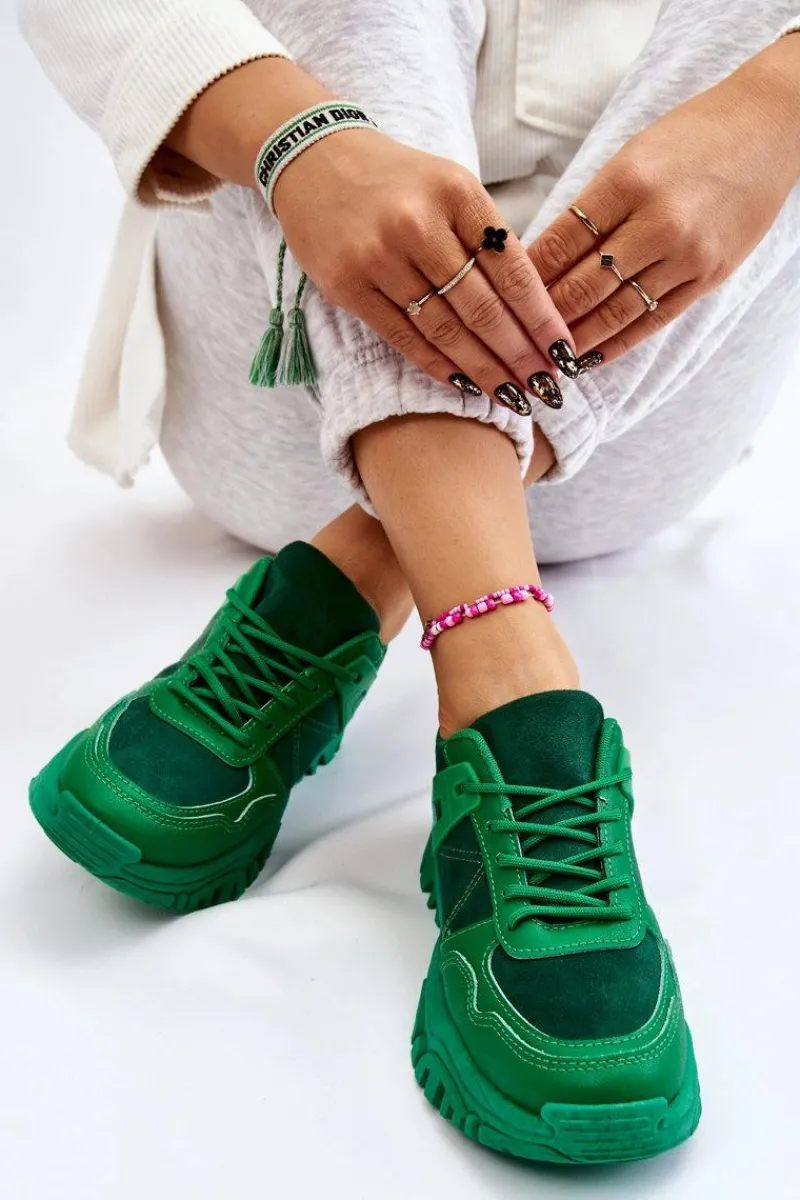 Sneakersy Damskie>Boto Modne Buty Sportowe Sneakersy Zielone Frezio