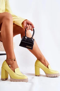 Boto Modne Czółenka Na Masywnej Platformie Żółte Margott