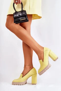 Boto Modne Czółenka Na Masywnej Platformie Żółte Margott
