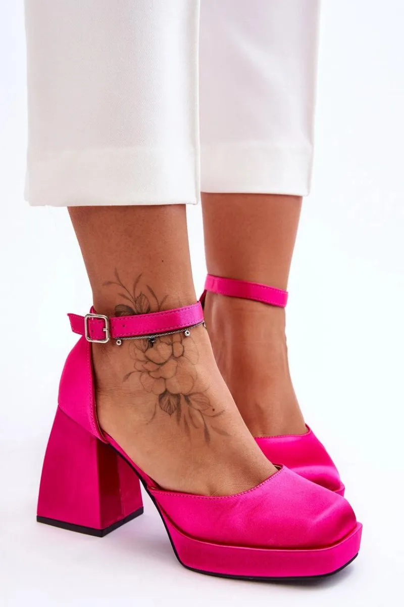 Czółenka Na Platformie|Czółenka Na Słupku>Boto Modne Czółenka Na Masywnym Obcasie Fuksja Sandia