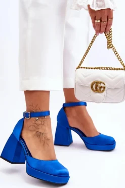 Sale Modne Czółenka Na Masywnym Obcasie Niebieskie Sandia Damskie Czółenka Na Platformie|Czółenka Na Słupku