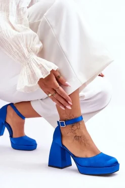 Sale Modne Czółenka Na Masywnym Obcasie Niebieskie Sandia Damskie Czółenka Na Platformie|Czółenka Na Słupku