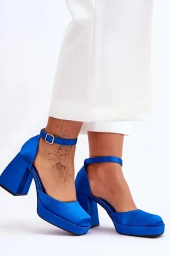Sale Modne Czółenka Na Masywnym Obcasie Niebieskie Sandia Damskie Czółenka Na Platformie|Czółenka Na Słupku