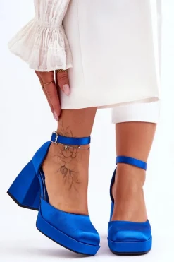 Sale Modne Czółenka Na Masywnym Obcasie Niebieskie Sandia Damskie Czółenka Na Platformie|Czółenka Na Słupku