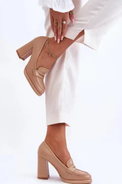 Czółenka Na Platformie|Czółenka Na Słupku>Boto Modne Czółenka Na Słupku Beżowe Florence