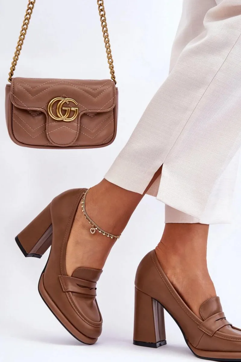 Best Boto Modne Czółenka Na Słupku Brązowe Florence