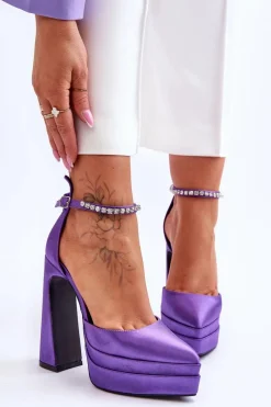 Hot Modne Czółenka Na Słupku Fioletowe Santoro Damskie Czółenka Na Platformie|Czółenka Na Słupku