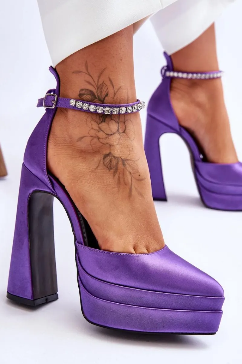 Hot Modne Czółenka Na Słupku Fioletowe Santoro Damskie Czółenka Na Platformie|Czółenka Na Słupku