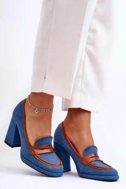 Clearance Modne Czółenka Na Słupku Niebieskie Florence Damskie Czółenka Na Platformie|Czółenka Na Słupku