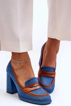 Clearance Modne Czółenka Na Słupku Niebieskie Florence Damskie Czółenka Na Platformie|Czółenka Na Słupku