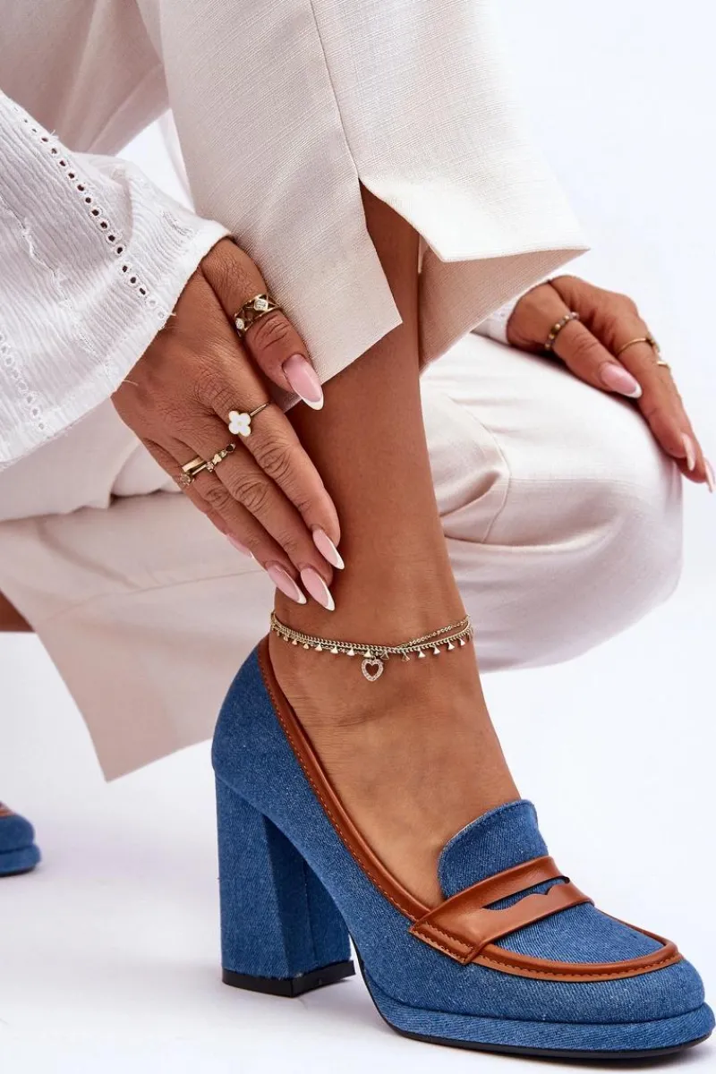 Clearance Modne Czółenka Na Słupku Niebieskie Florence Damskie Czółenka Na Platformie|Czółenka Na Słupku