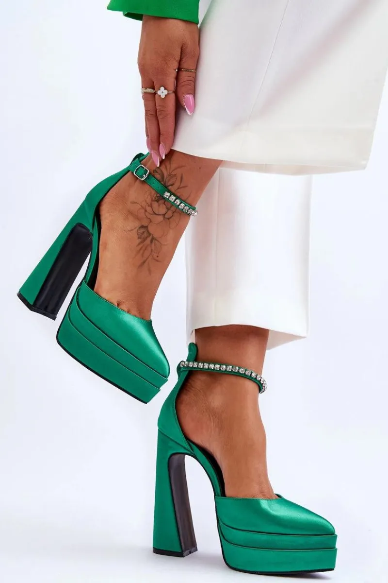 Czółenka Na Platformie|Czółenka Na Słupku>Boto Modne Czółenka Na Słupku Zielone Santoro