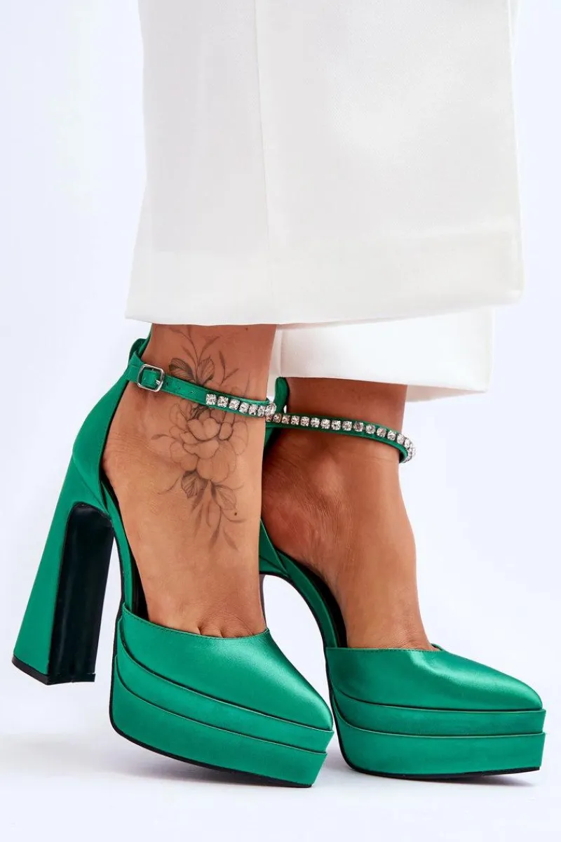 Czółenka Na Platformie|Czółenka Na Słupku>Boto Modne Czółenka Na Słupku Zielone Santoro