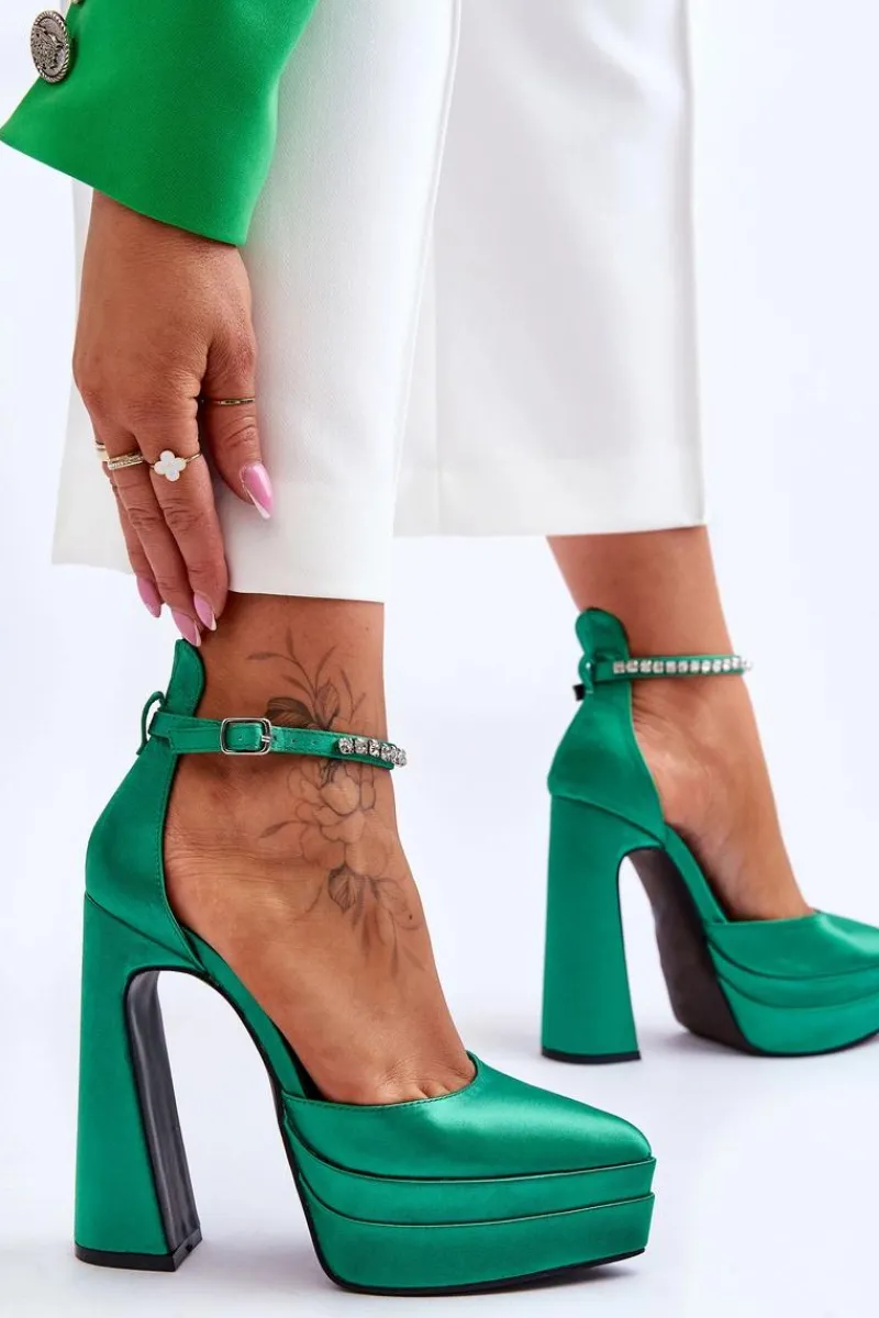 Czółenka Na Platformie|Czółenka Na Słupku>Boto Modne Czółenka Na Słupku Zielone Santoro