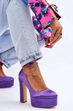 Discount Boto Modne Czółenka Na Wysokim Słupku Fioletowe Hayden