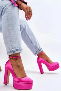 Modne Czółenka Na Wysokim Słupku Fuksja Hayden Damskie Czółenka Na Platformie|Czółenka Na Słupku