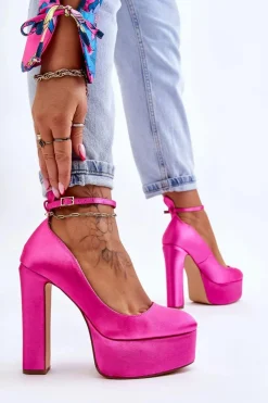 Modne Czółenka Na Wysokim Słupku Fuksja Hayden Damskie Czółenka Na Platformie|Czółenka Na Słupku