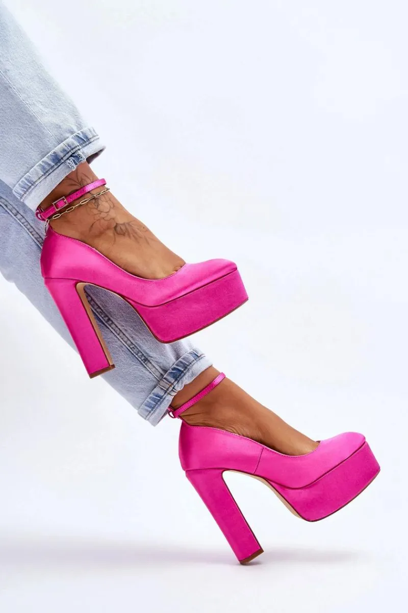 Modne Czółenka Na Wysokim Słupku Fuksja Hayden Damskie Czółenka Na Platformie|Czółenka Na Słupku