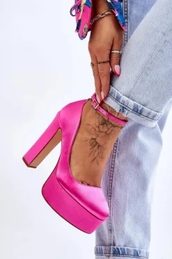 Modne Czółenka Na Wysokim Słupku Fuksja Hayden Damskie Czółenka Na Platformie|Czółenka Na Słupku