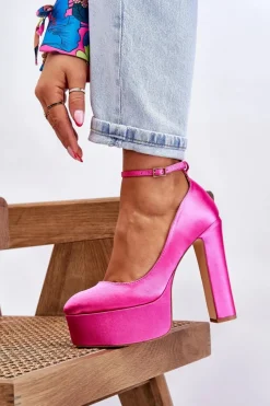 Modne Czółenka Na Wysokim Słupku Fuksja Hayden Damskie Czółenka Na Platformie|Czółenka Na Słupku