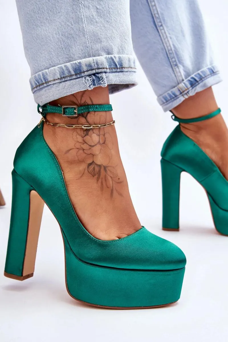 Czółenka Na Platformie|Czółenka Na Słupku>Boto Modne Czółenka Na Wysokim Słupku Zielone Hayden