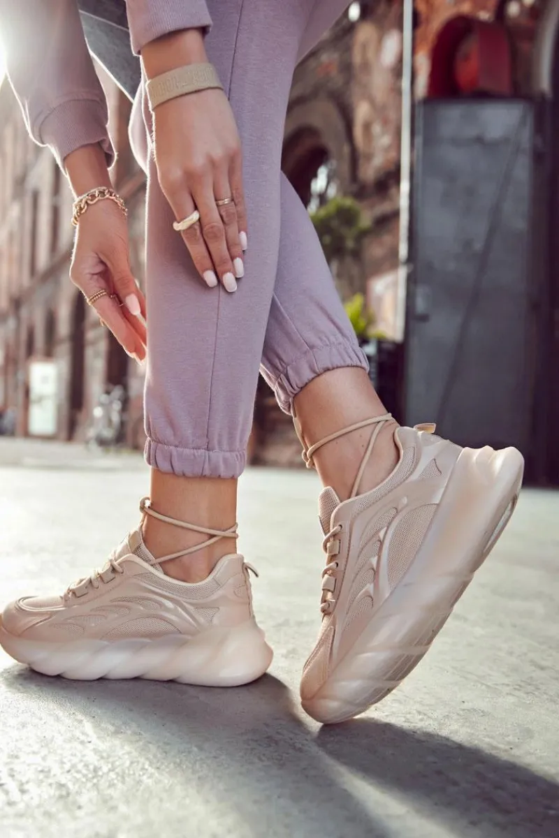 Sneakersy Damskie>Boto Modne Damskie Buty Sportowe Sneakersy Beżowe Sollero