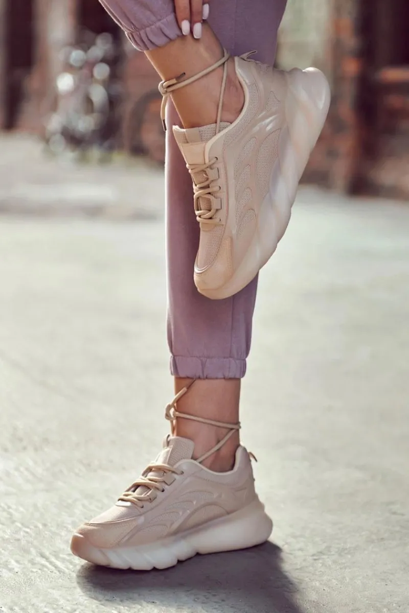 Sneakersy Damskie>Boto Modne Damskie Buty Sportowe Sneakersy Beżowe Sollero