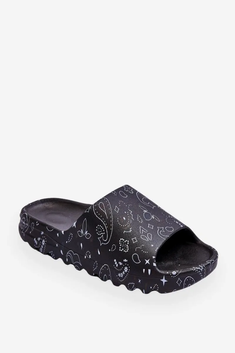 Hot Boto Modne Damskie Klapki Na Masywnej Platformie Czarne Lorette