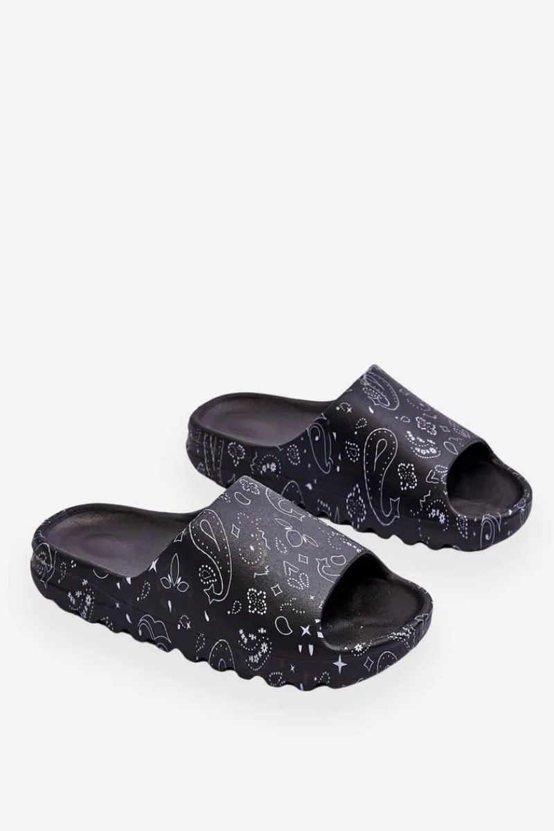 Hot Boto Modne Damskie Klapki Na Masywnej Platformie Czarne Lorette