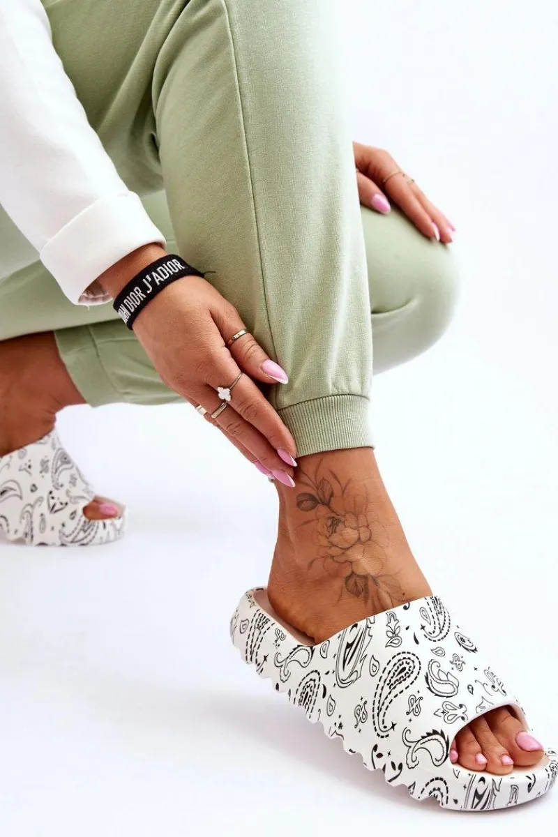 Klapki Na Platformie>Boto Modne Damskie Klapki Na Masywnej Platformie Białe Lorette