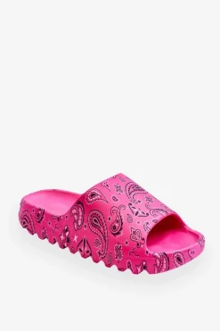 Hot Modne Damskie Klapki Na Masywnej Platformie Fuksja Lorette Damskie Klapki Na Platformie