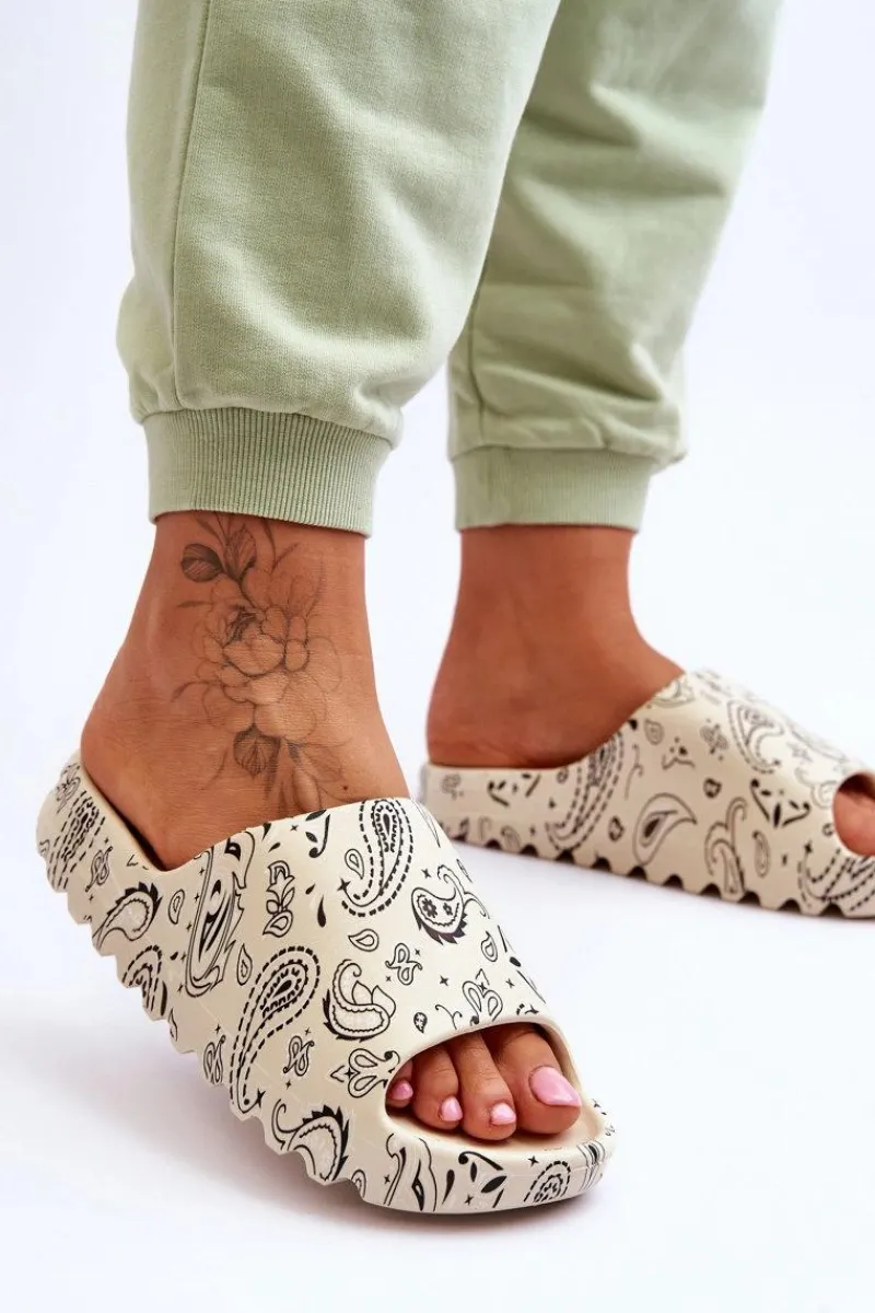 Discount Modne Damskie Klapki Na Masywnej Platformie Beżowe Lorette Damskie Klapki Na Platformie