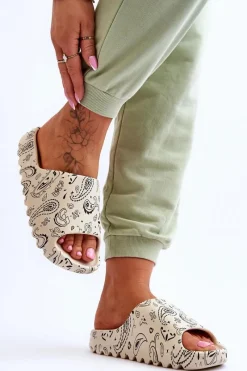 Discount Modne Damskie Klapki Na Masywnej Platformie Beżowe Lorette Damskie Klapki Na Platformie