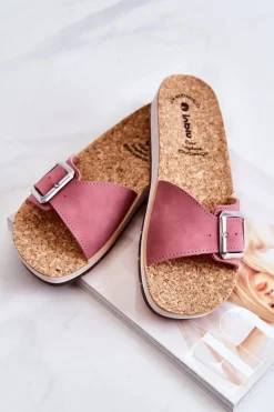 Online INBLU Modne Damskie Klapki Ze Sprzączką CP000031 Różowe