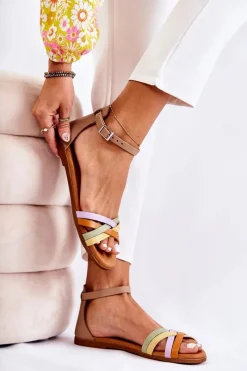 Best Modne Damskie Sandały L4953-04 Multikolor Damskie Sandały Płaskie