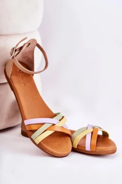 Best Modne Damskie Sandały L4953-04 Multikolor Damskie Sandały Płaskie