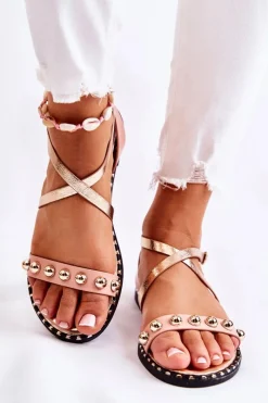 Sandały Płaskie><noscript><img width=