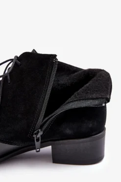 Online Boto Modne Damskie Sznurowane Botki Czarne Kefora