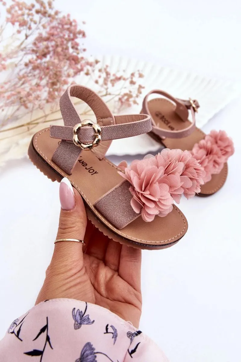 New Modne Dziecięce Sandały Z Kwiatami Różowe Poly Dzieci Dziewczęce