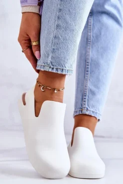 Clearance Modne Gumowe Chodaki Białe Meriko II GAT. Damskie Sandały Gumowe|Klapki Damskie Klasyczne