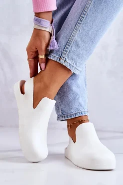 Clearance Modne Gumowe Chodaki Białe Meriko II GAT. Damskie Sandały Gumowe|Klapki Damskie Klasyczne