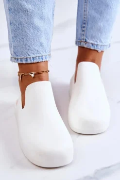 Clearance Modne Gumowe Chodaki Białe Meriko II GAT. Damskie Sandały Gumowe|Klapki Damskie Klasyczne