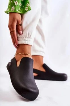 Sandały Gumowe|Klapki Damskie Klasyczne>Boto Modne Gumowe Chodaki Czarne Meriko