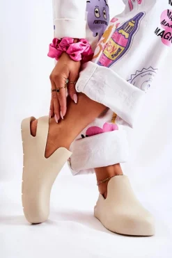 Best Boto Modne Gumowe Chodaki Jasnobeżowe Meriko