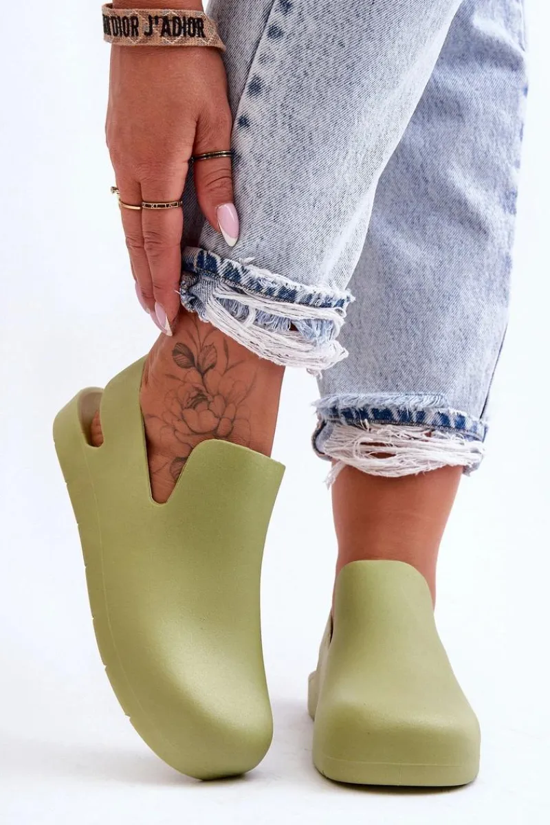 Outlet Boto Modne Gumowe Chodaki Zielone Meriko Zielony