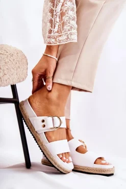 Klapki Damskie Klasyczne>Boto Modne Klapki Damskie Białe Penelopa