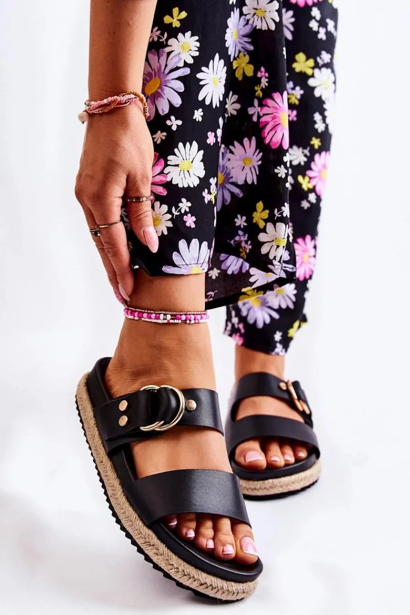 Klapki Damskie Klasyczne>Boto Modne Klapki Damskie Czarne Penelopa