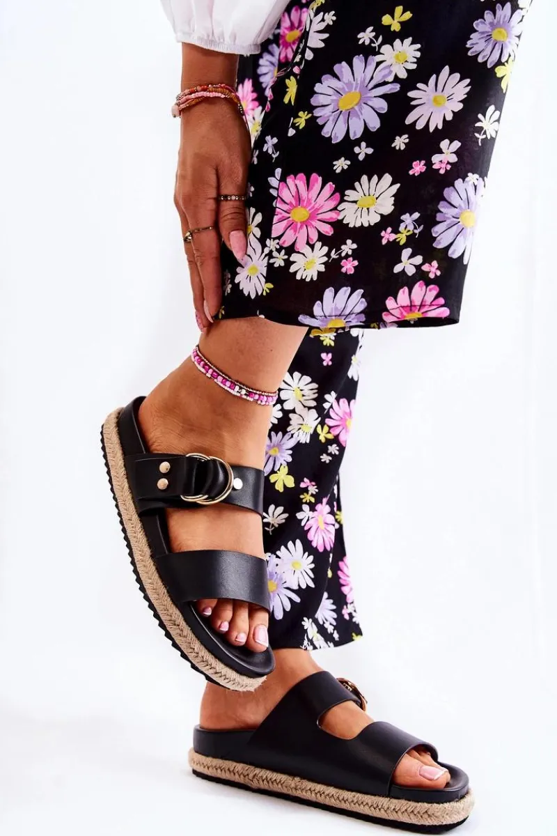 Klapki Damskie Klasyczne>Boto Modne Klapki Damskie Czarne Penelopa