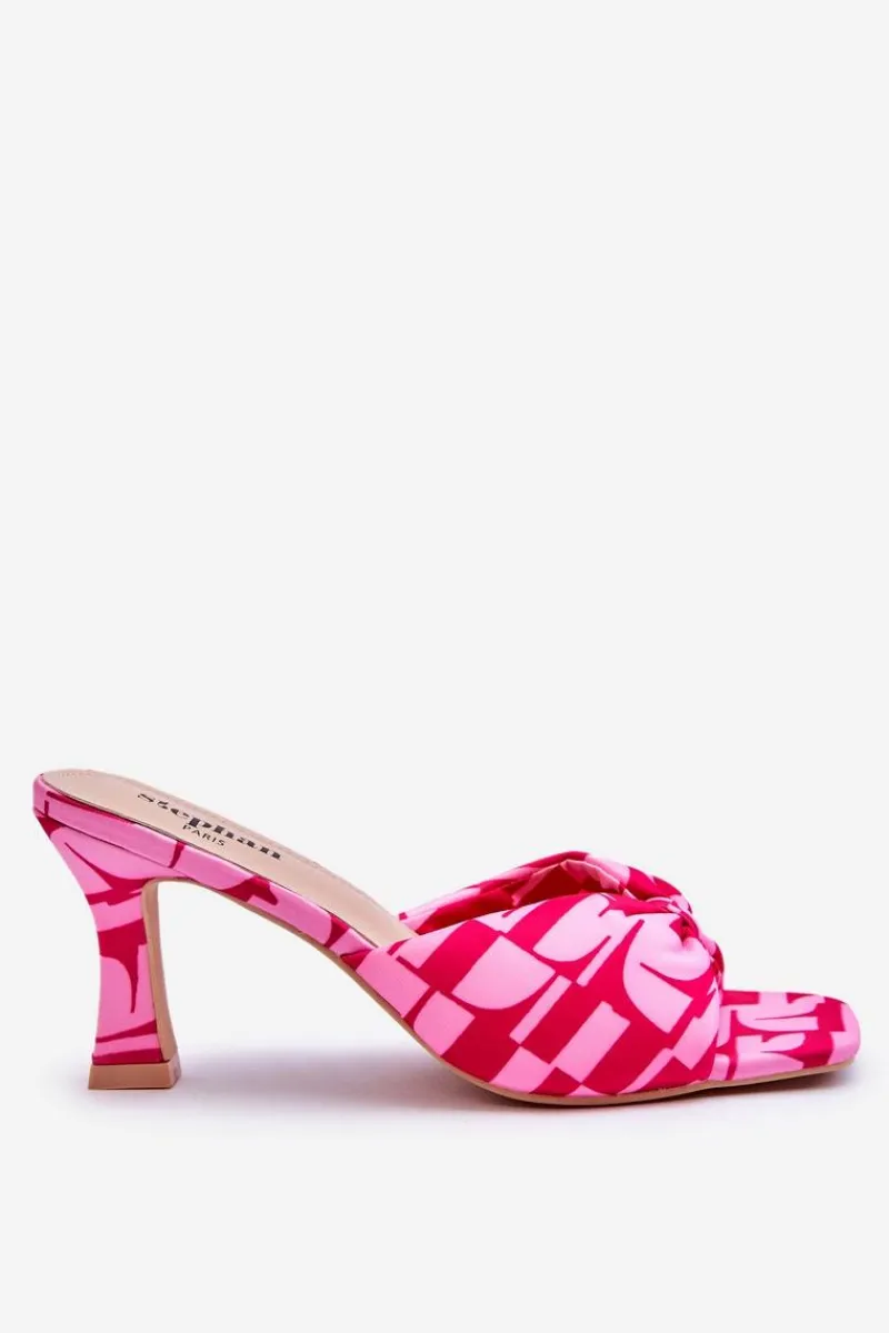 Klapki Na Obcasie|Klapki Damskie Klasyczne>Boto Modne Klapki Na Obcasie W Print Różowe Floria