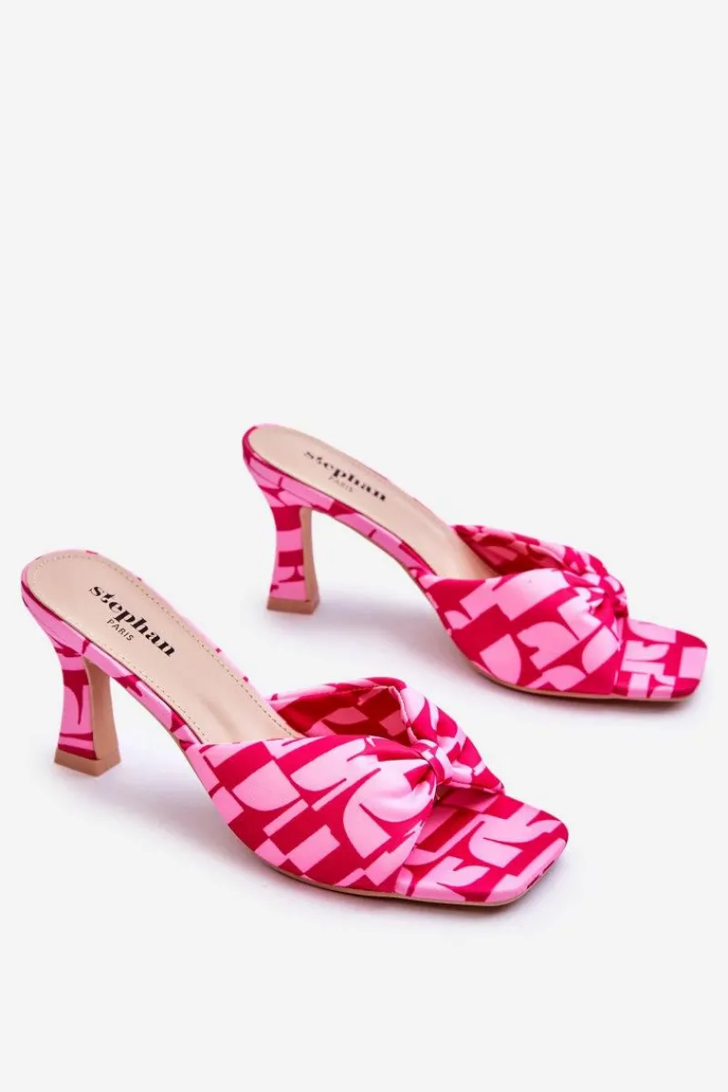 Klapki Na Obcasie|Klapki Damskie Klasyczne>Boto Modne Klapki Na Obcasie W Print Różowe Floria